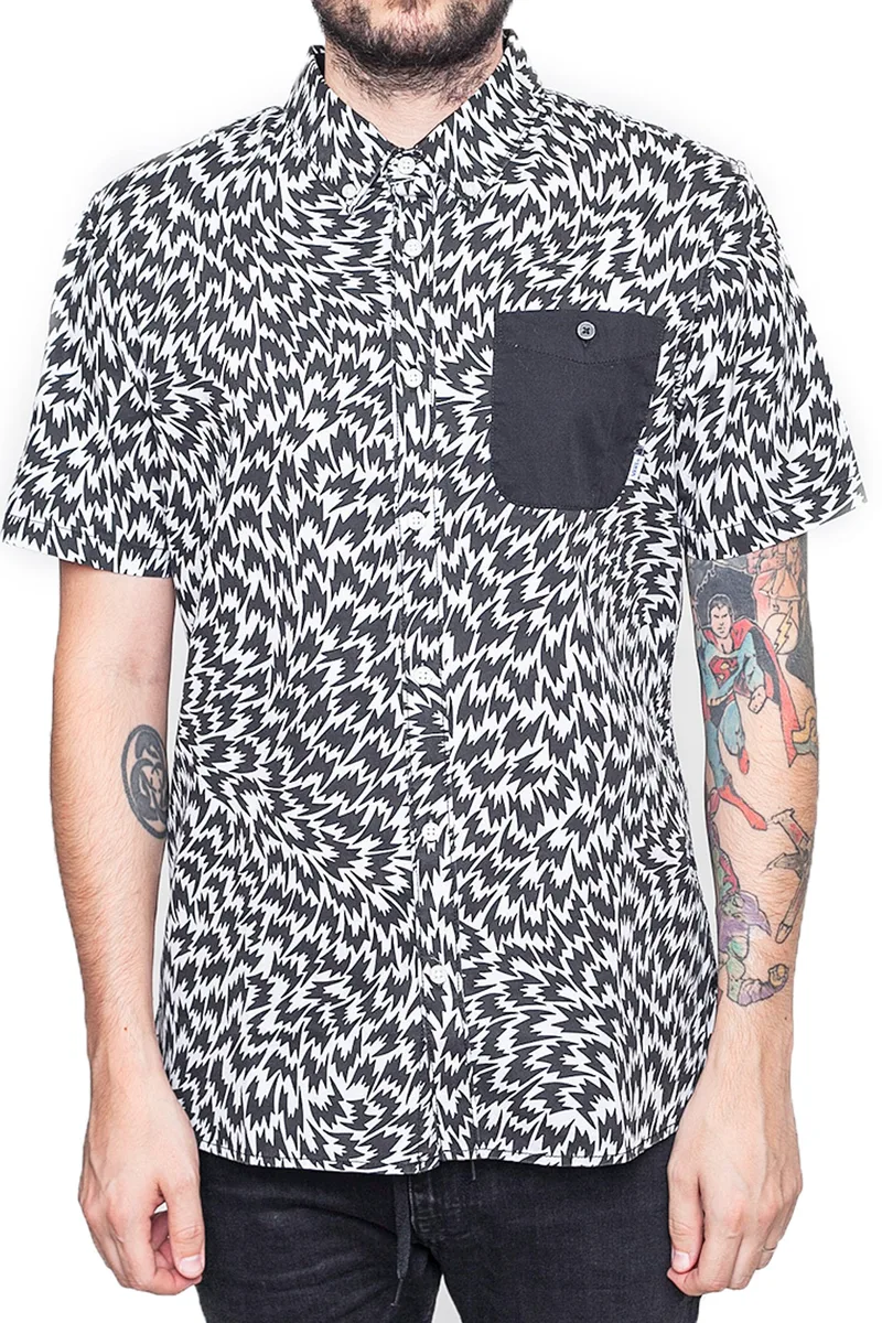 Πουκάμισο Κοντομάνικο Vans Kishimoto VN0002LEH7B1-WHITE-BLACK Ανδρικό