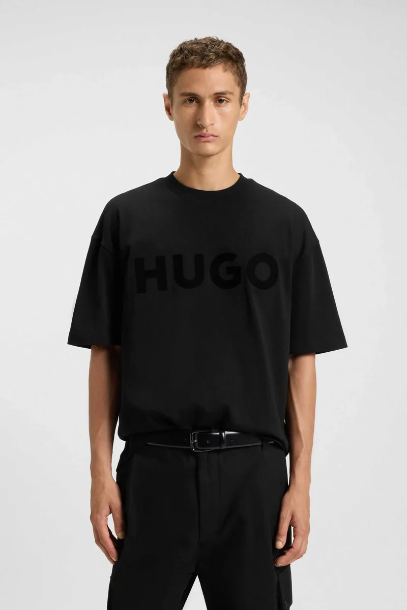 Hugo Boss ανδρικό T-shirt μονόχρωμο με λογότυπο - 50525765 Μαύρο
