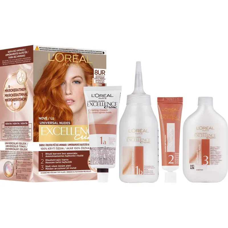 L’Oréal Paris Excellence Universal Nudes μόνιμη βαφή μαλλιών απόχρωση 8UR Universal Copper Light 1 τμχ
