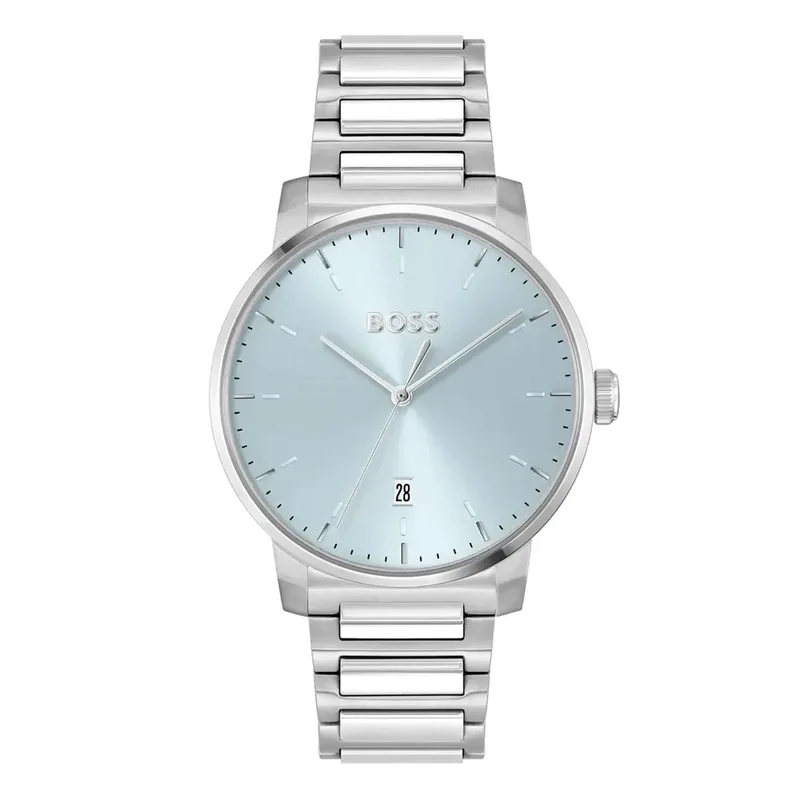 BOSS Dean Light Blue Dial Silver Stainless Steel Bracelet 1514132