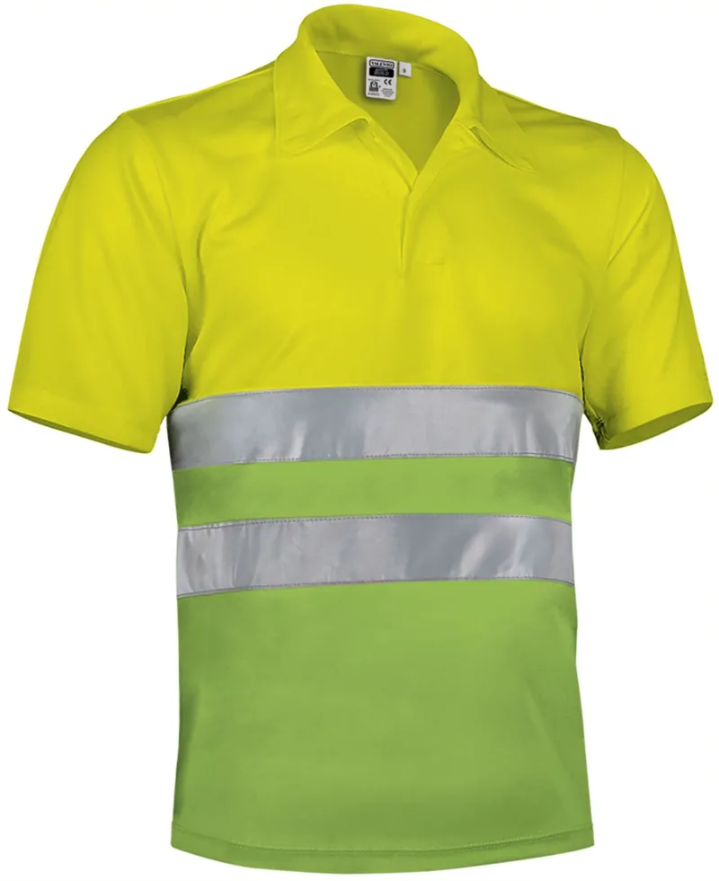 Hi-Vis Κοντομάνικο Polo Shirt BUILD Valento POVABUIAP Fluo Yellow-Apple Green