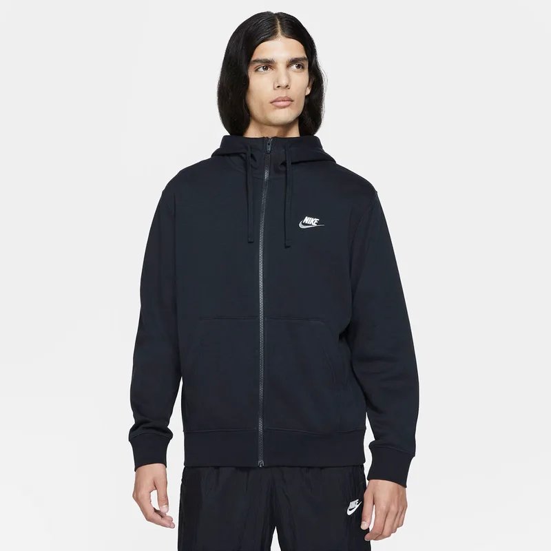 NIKE SPORTSWEAR CLUB FULL ZIP HOODIE ΜΑΥΡΟ