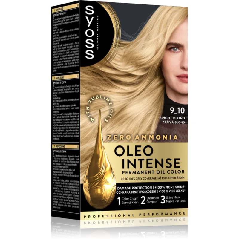 Syoss Oleo Intense μόνιμη βαφή μαλλιών με έλαιο απόχρωση 9-10 Bright Blond 1 τμχ