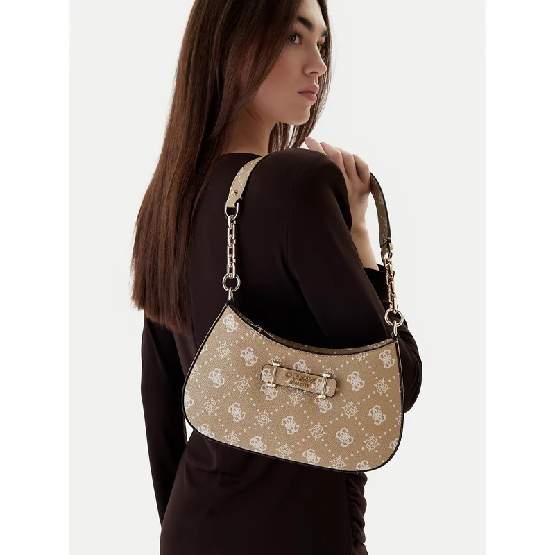 Τσάντα Guess Carrie Logo HWGP98 98180 Μπεζ