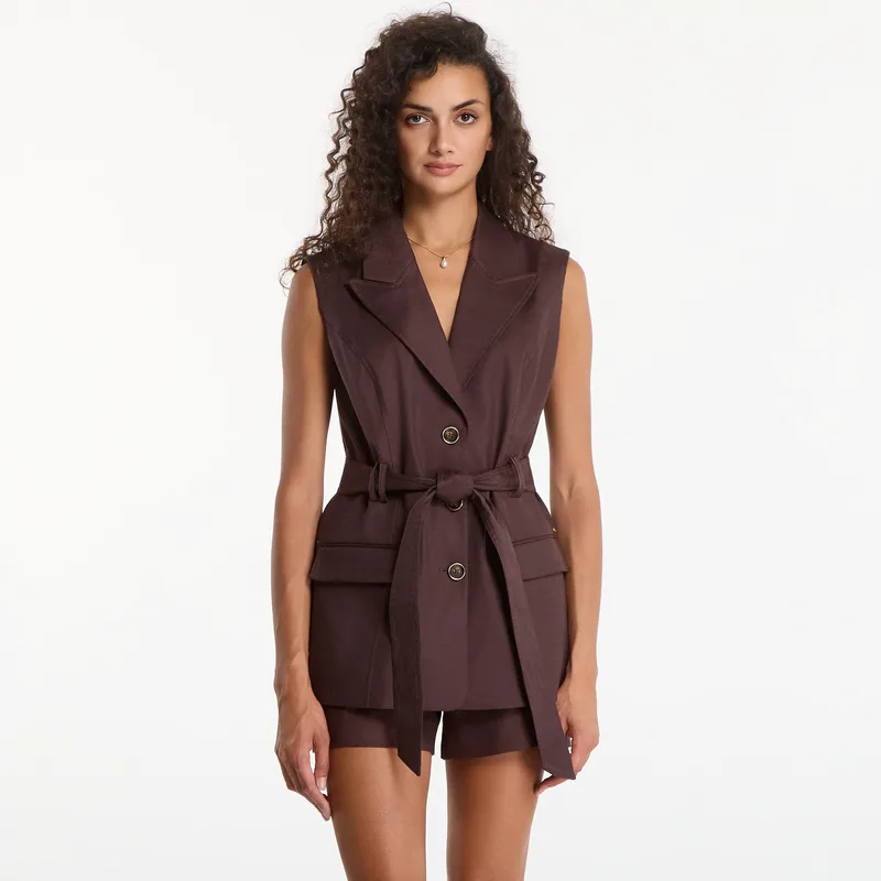 Γιλέκο Guess Jeans Sl Carla Blazer Regal Brown XS