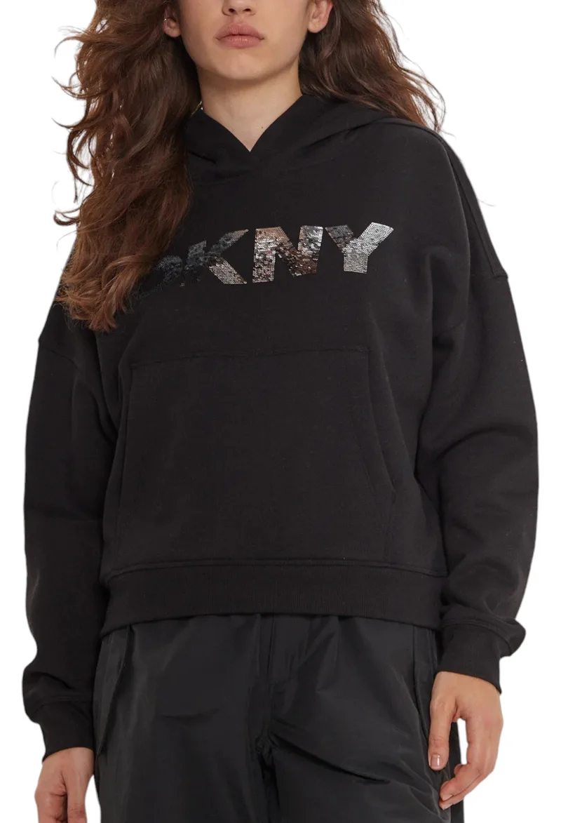 Μπλούζα Μακρυμάνικη DKNY Φούτερ Με Κουκούλα Logo DP4T1031-BWG Γυναικείο