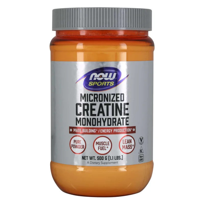 Now Foods Creatine Monohydrate, Micronized Powder Συμπλήρωμα Διατροφής για Μείωση Κόπωσης & Προαγωγή Κυτταρικής Ενέργειας 500gr