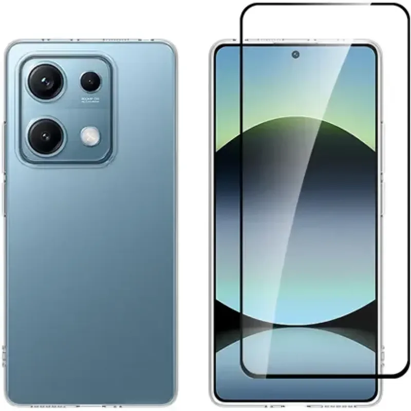 Θήκη & Tempered Glass Xiaomi Redmi Note 14S Vivid Set Gelly Case Σετ Διάφανη Σιλικόνης & Full Face Αντιχαρακτικό Γυαλί Προστασίας Οθόνης - Transparent / Black (VIGELLY454GLASSBK)