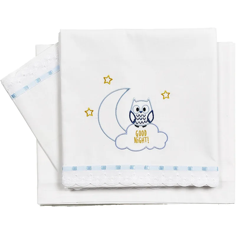 Σεντόνια Κούνιας Σετ Κόσμος Μωρού Owl Blue