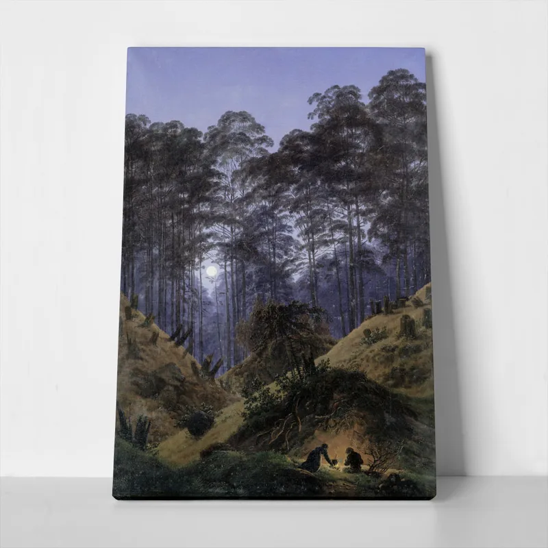 Πίνακας σε Καμβά CASPAR DAVID FRIEDRICH - FOREST INTERIOR BY MOONLIGHT