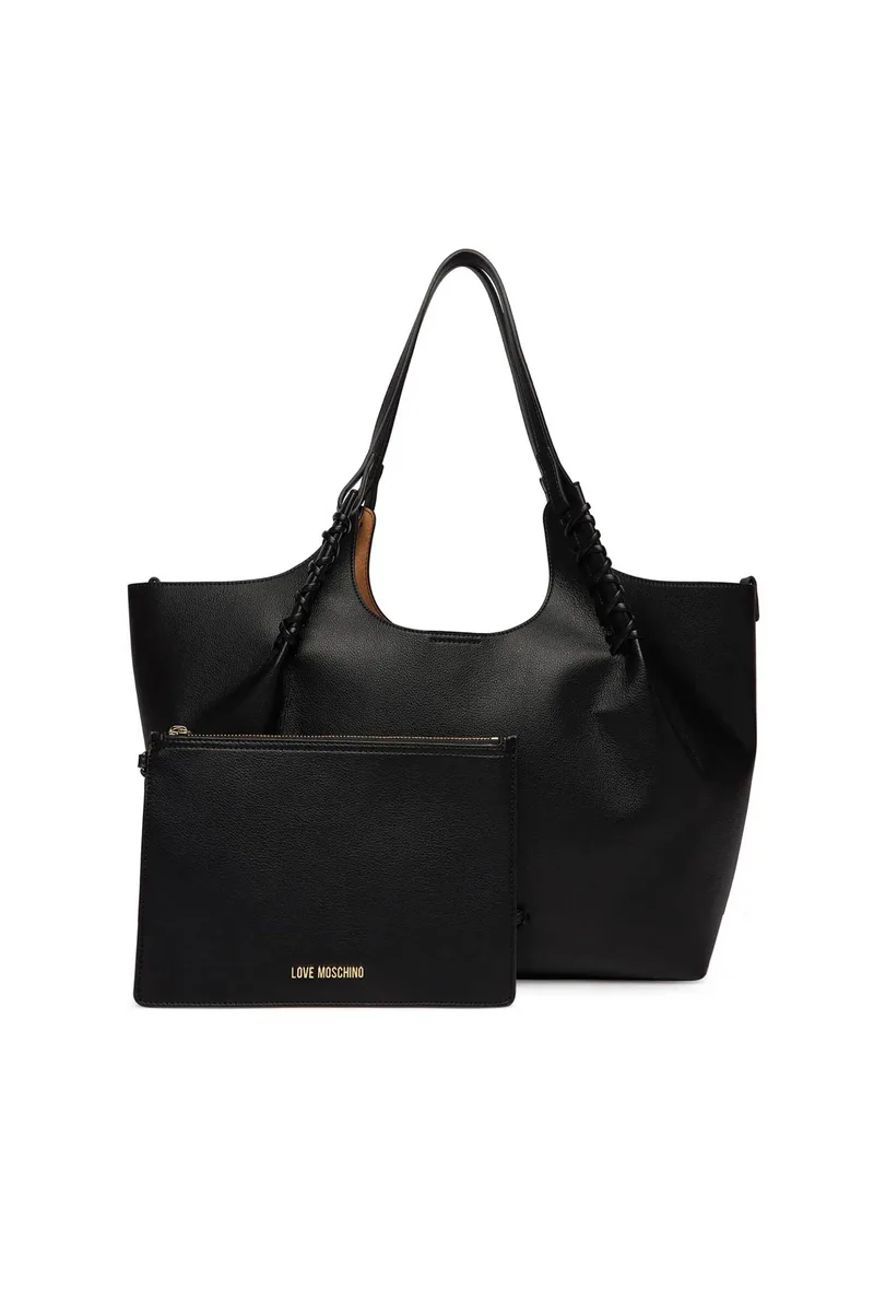 Love Moschino γυναικεία τσάντα tote με μεταλλικό λογότυπο - JC4297PP0OKL0 Μαύρο