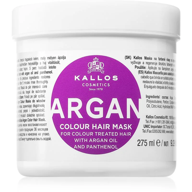 Kallos KJMN Professional Argan μάσκα μαλλιών για βαμμένα μαλλιά 275 ml