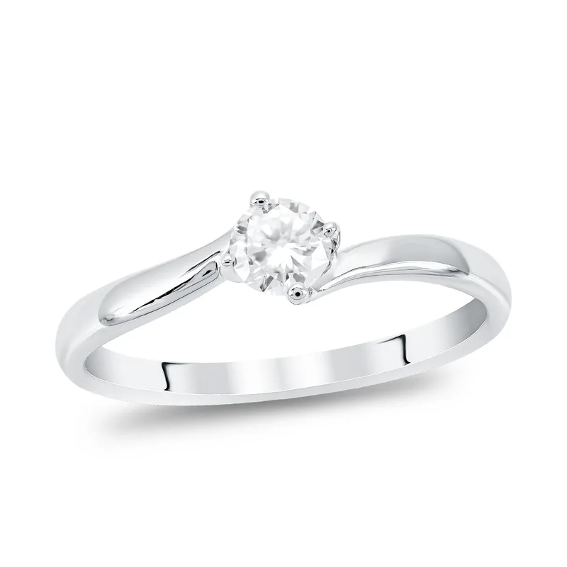 Diamond Group Μονόπετρο Δαχτυλίδι με Διαμάντι Brilliant από Λευκό Χρυσό 18 Καρατίων DDX320