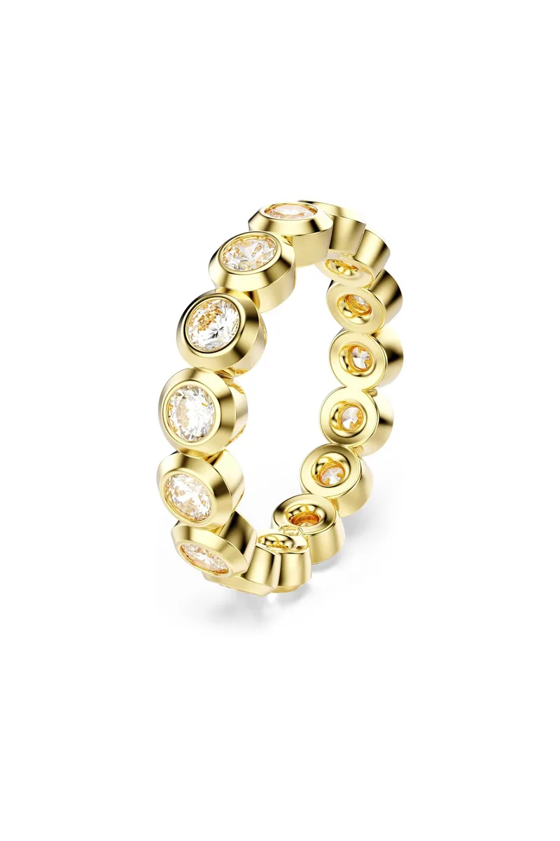 Swarovski γυναικείο δαχτυλίδι στρογγυλή κοπή, λευκό, επιμετάλλωση σε χρυσαφί τόνο "Imber" (58) - 5714312