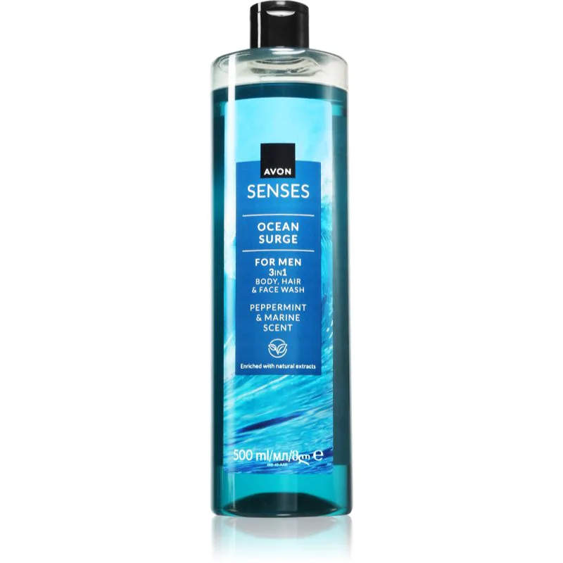 Avon Senses Ocean Surge τζελ για ντους για άντρες 3 σε 1 500 ml