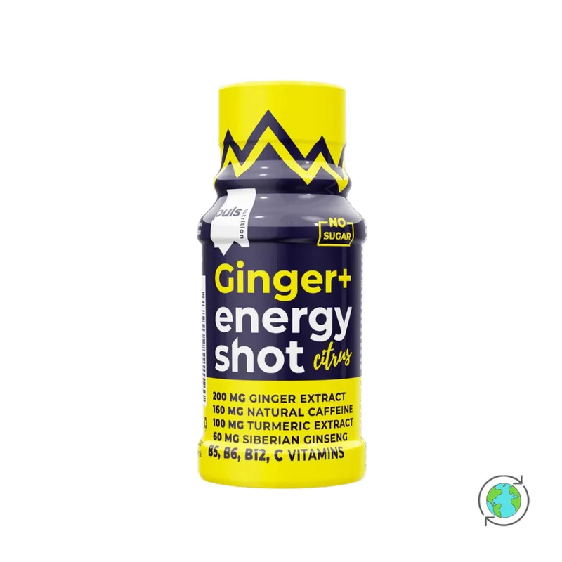 Shot Ενέργειας με Ginger και Κίτρο - Puls Nutrition - 60ml Φινλανδία No Sugar Added Gluten Free