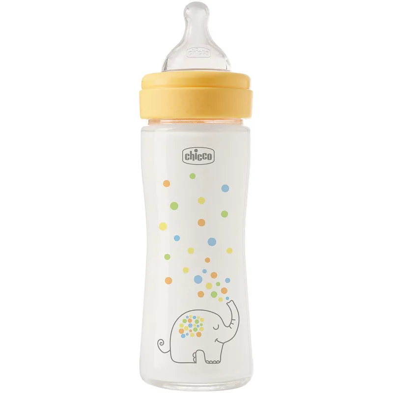 Chicco Perfect Easy Anti-Colic Baby Glass Bottle 0m+ Γυάλινο Μπιμπερό με Θηλή Σιλικόνης Αργής Ροής Κατά των Κολικών για Βρέφη από την Γέννηση 240ml