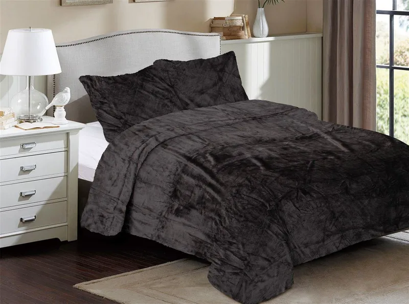 Κουβέρτα Fleece Υπέρδιπλη Dimcol Solid 08 220x240 Grey-Black