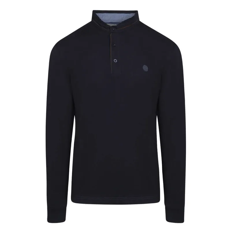 Signature Long Sleeve Mao Polo Μπλε Σκούρο (Modern Fit) New Arrival