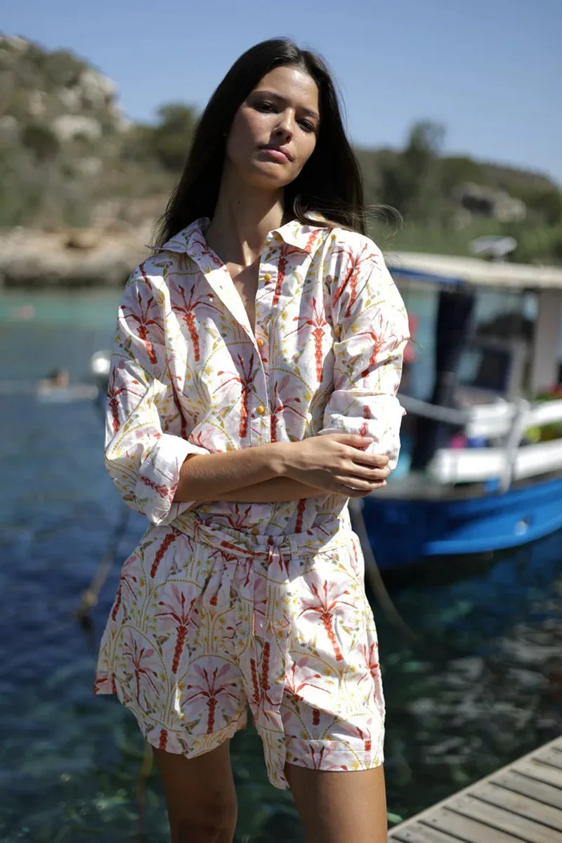 Luna Llena Γυναικείο Σορτς Regular Fit Βαμβακερό Με Ζώνη Και Print