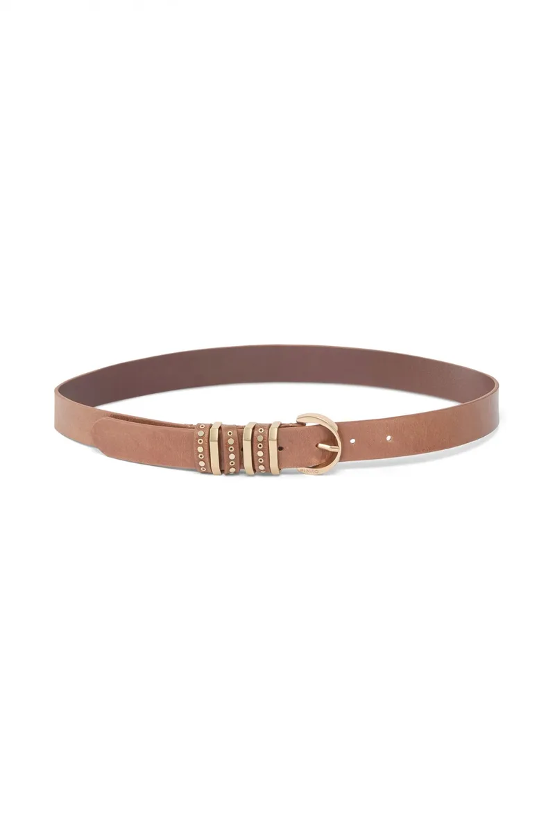 PINKO ΖΩΝΗ CINTURA PASSANTI H3 LOW VITELLO SETTA ΚΑΦΕ