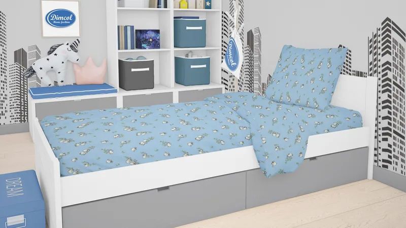 Παπλωματοθήκη Φανελένια Μονή Dimcol Birds 14 Sky blue 160x240