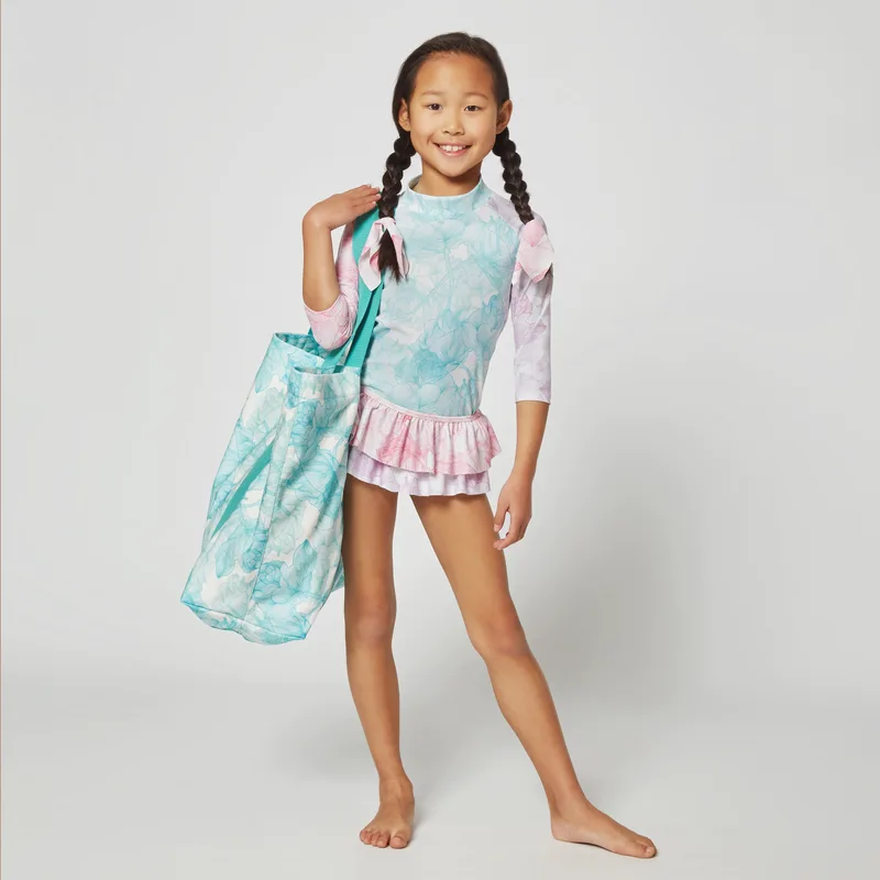 GIRL'S SWIM SKIRT RUFFLED MIXED FLOWERS