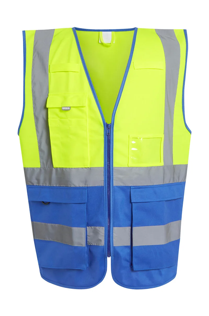 Pro Hi-Vis Executive Vest Regatta High Visibility TRS251 Yellow/Royal Blue