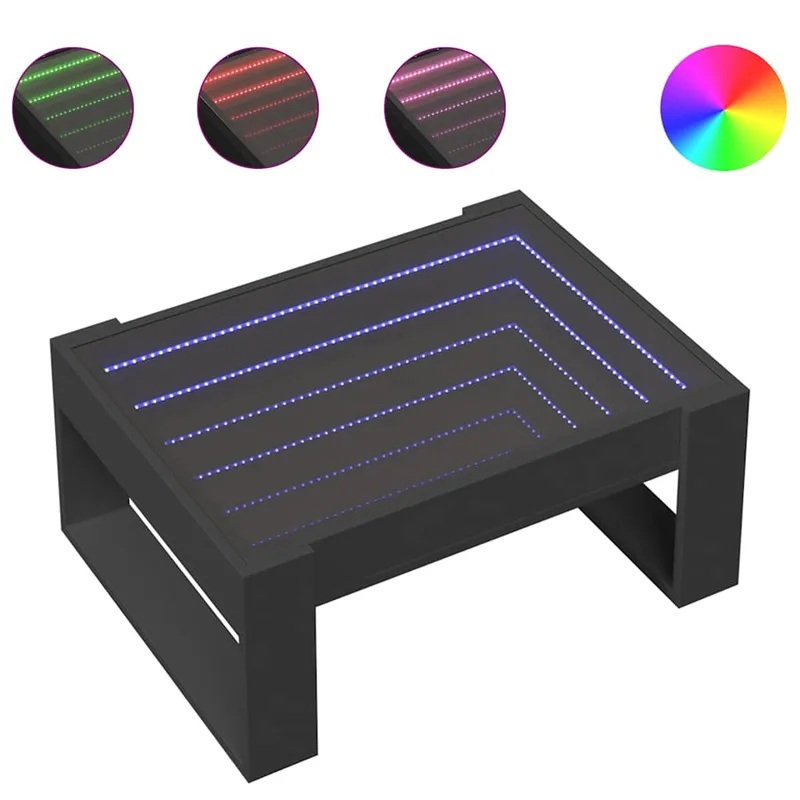 vidaXL Τραπεζάκι Σαλονιού Infinity LED Μαύρο 70x53x30 εκ.