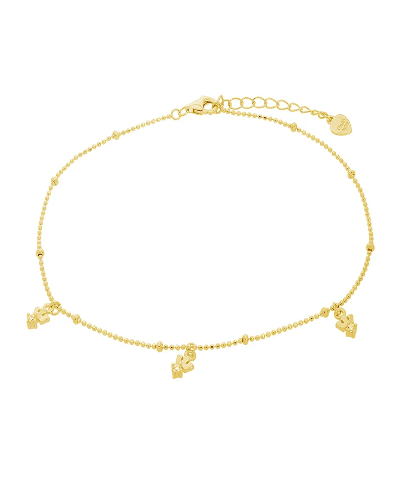Ασημένιο βραχιόλι με beads, κορώνες και ζιργκόν επιχρυσωμένο