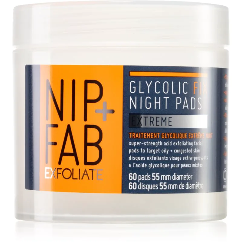 NIP+FAB Glycolic Fix Extreme επιθέματα καθαρισμού νύχτας 60 τμχ