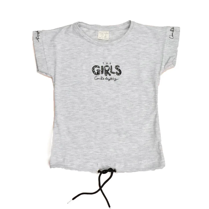 Παιδική μπλούζα με τύπωμα και στρας GIRLS Γκρι 16377
