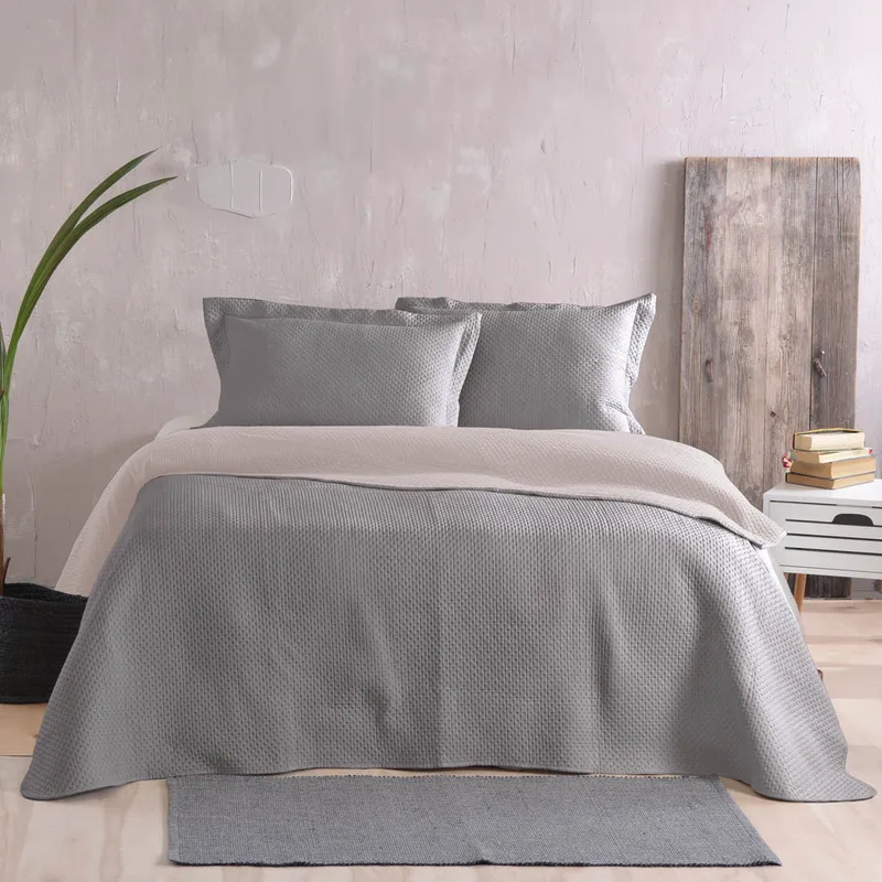 Κουβερλί Μονό (Σετ 160x240) 2 Όψεων Rythmos Allure Grey - Μπεζ
