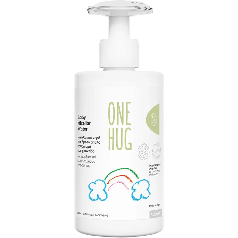 One Hug Baby Micellar Water Μικυλλιακό Νερό Προσώπου - Σώματος για Απαλό Καθαρισμό & Ενυδάτωση της Βρεφικής Επιδερμίδας 300ml