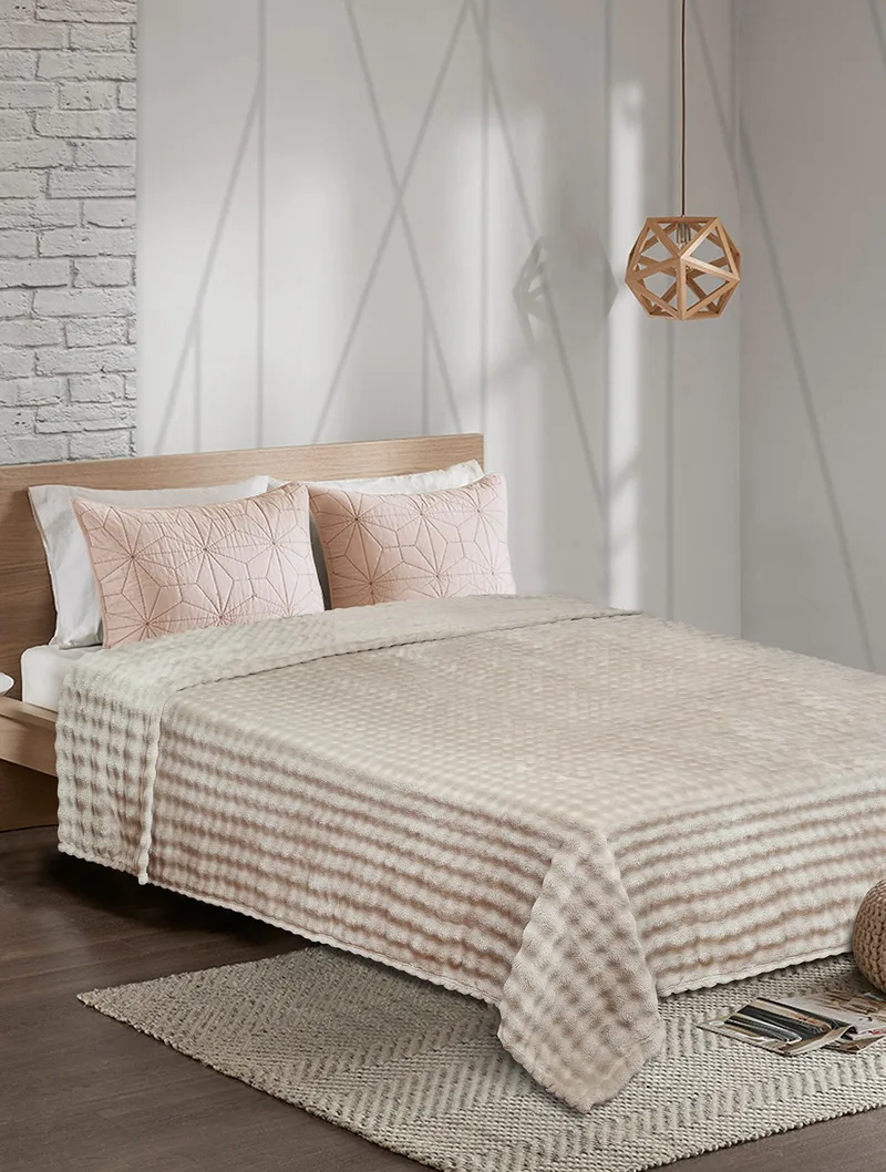 Κουβέρτα Fleece Μονή Madi Puffella Καφέ 160x220