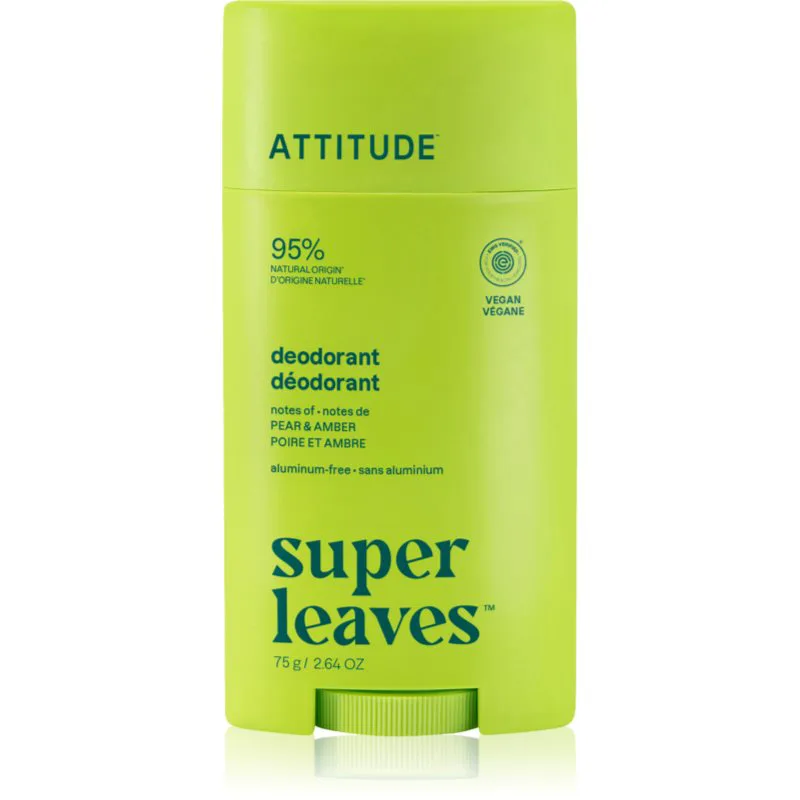 Attitude Super Leaves Natural Deodorant αποσμητικό Pear & Amber 75 γρ