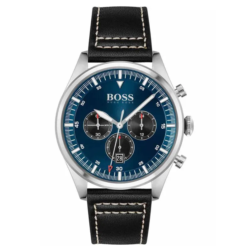 HUGO BOSS Pioneer Black Leather Strap 1513866