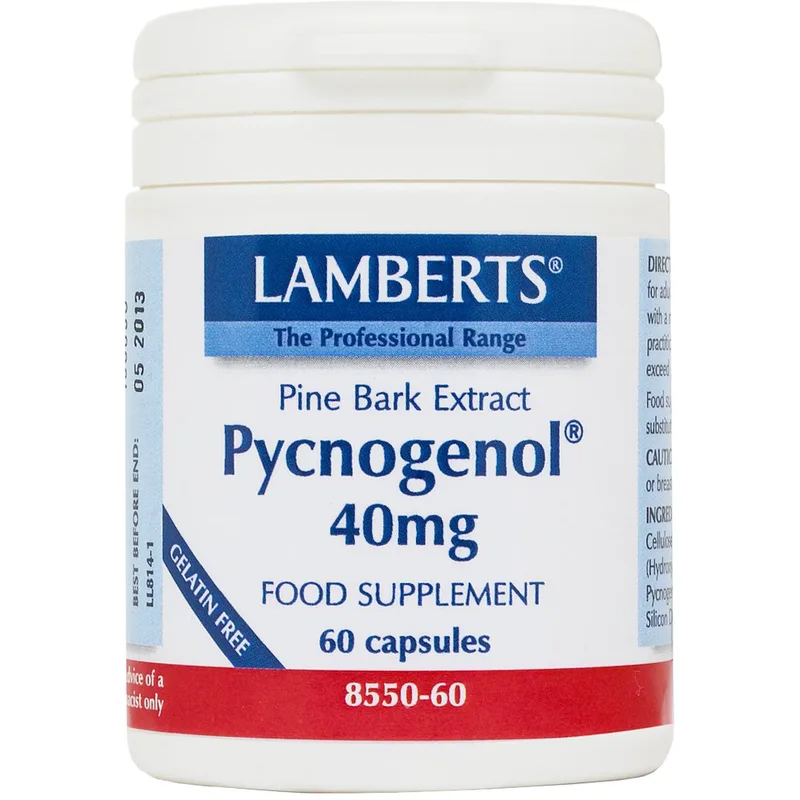 Lamberts Pycnogenol Συμπλήρωμα Διατροφής με Εκχύλισμα Πεύκου Maritime με Αντιοξειδωτικές & Αντιφλεγμονώδεις Ιδιότητες 40mg, 60caps