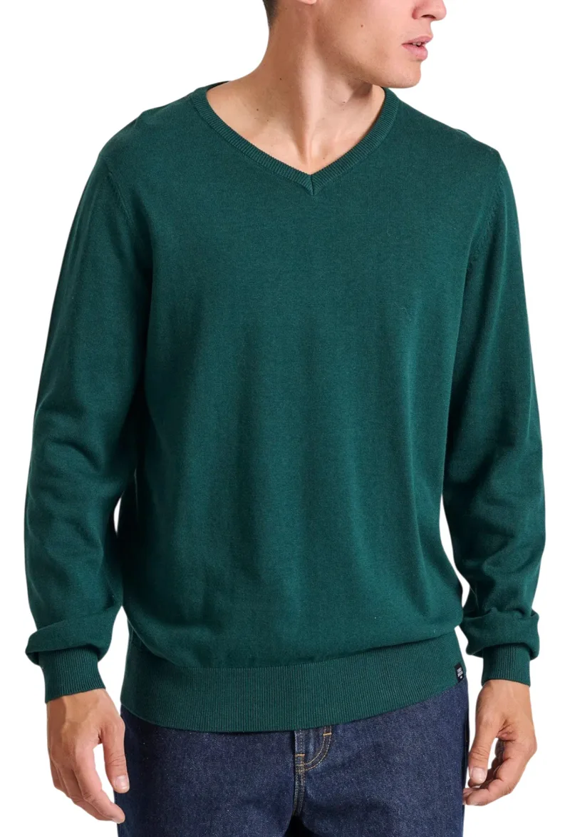 Πουλόβερ Funky Buddha Με V Λαιμόκοψη FBM010-002-09-DK MOSS MEL Ανδρικό