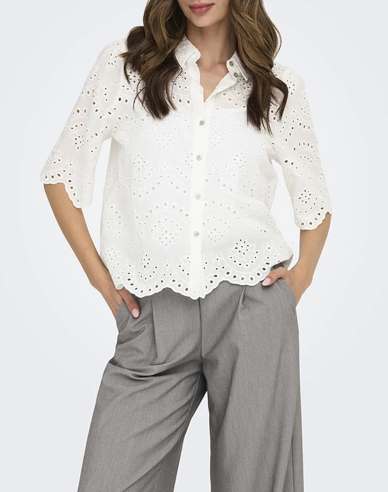 ONLY ONLVALAIS S/S SHIRT WVN NOOS 15351106-Cloud Dancer White