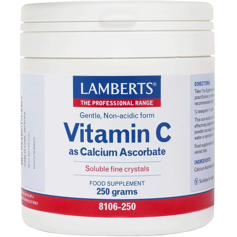 Lamberts Vitamin C as Calcium Ascorbate Συμπλήρωμα Διατροφής Βιταμίνης C για Ενίσχυση Ανοσοποιητικού σε Σκόνη Κατάλληλο για Άτομα με Γαστρεντερικές Διαταραχές 897mg, 250g