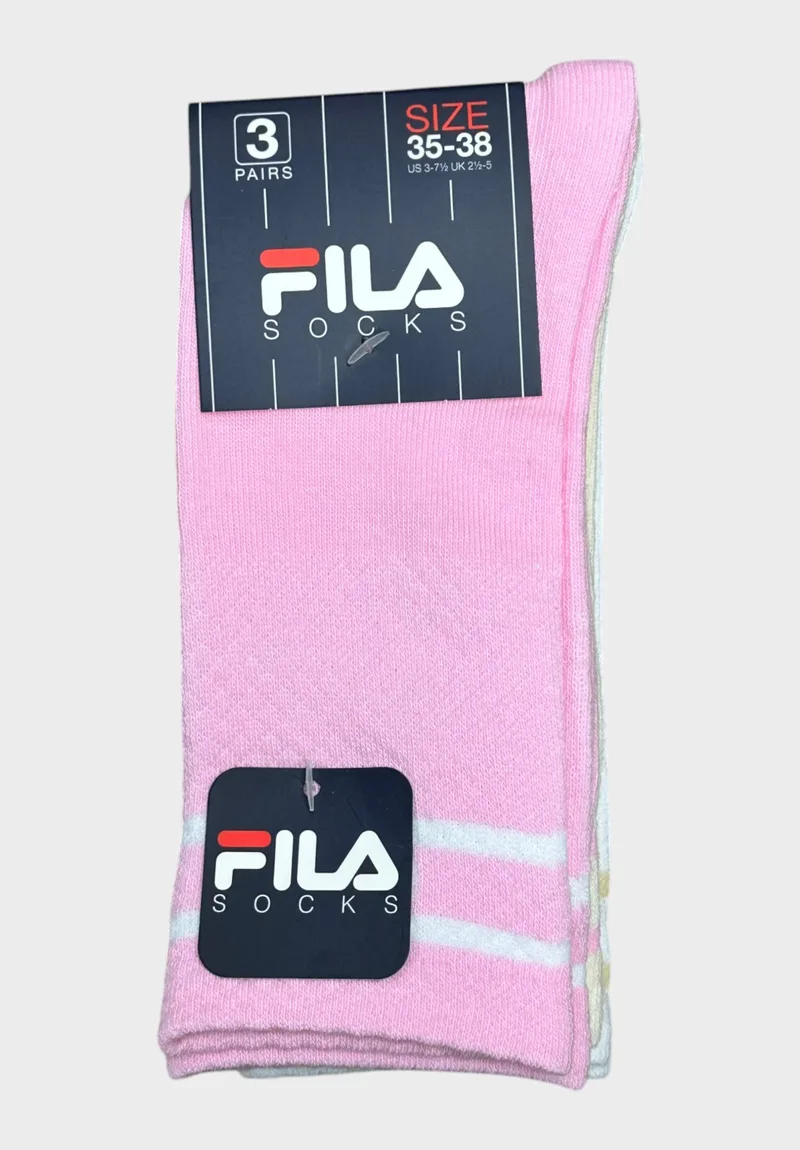 FILA Παιδικές Κάλτσες Κοριτσιού 3-Pack Ροζ, Λευκές & Εκρού F2825-359-Πολύχρωμο