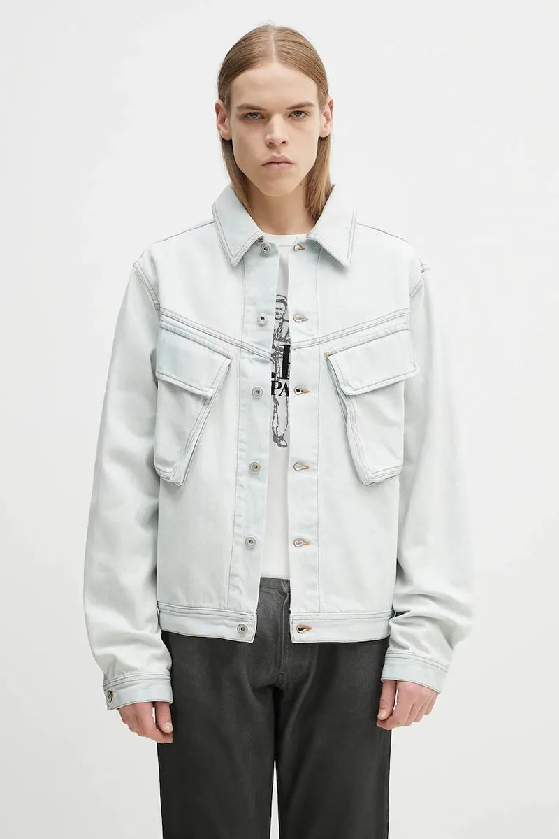 Τζιν μπουφάν Marcelo Burlon Bleach Denim Cargo Jacket Light Blue No