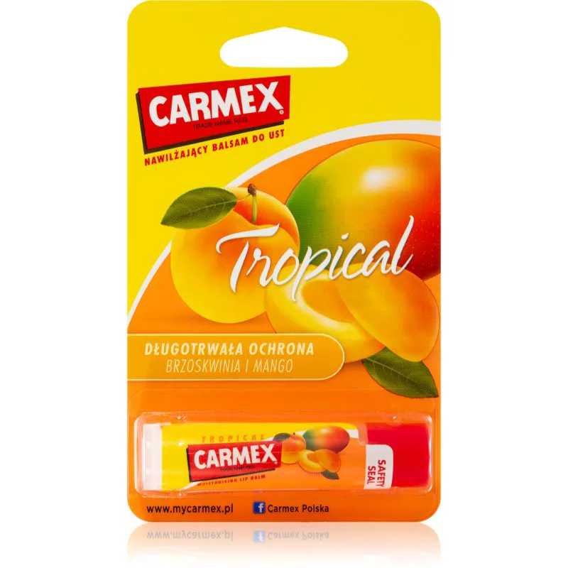 Carmex Tropical Peach & Mango ενυδατικό βάλσαμο για τα χείλη σε μπάρες (Peach and Mango) 4.25 γρ
