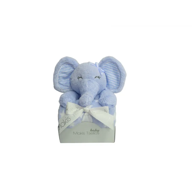 Κουβέρτα Fleece Αγκαλιάς Makis Tselios Elephant Blue 80x110