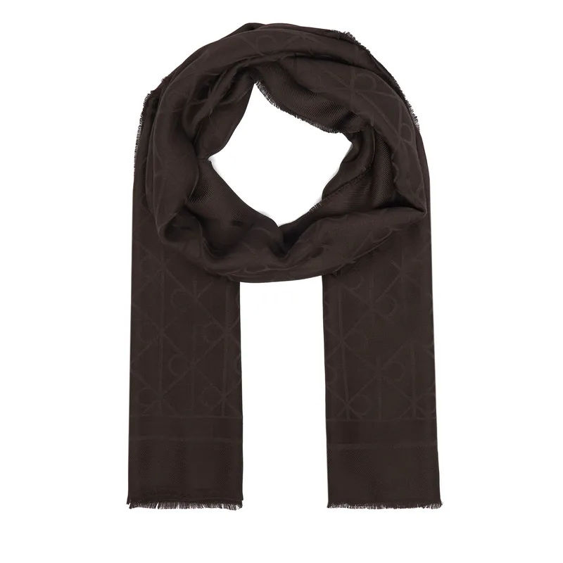 Πασμίνα Calvin Klein Emblem Aop Glossy Tonal Scarf LV04F8096G Σκούρο καφέ