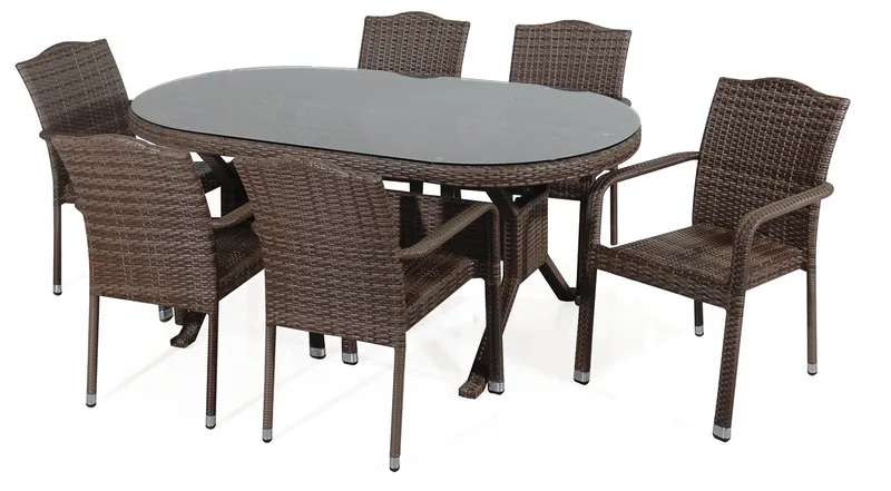 Τραπεζαρία Rattan Με Αλουμίνιο Σκελετό Σετ 7 Τεμαχίων ,170 x 95 x 75(h)cm