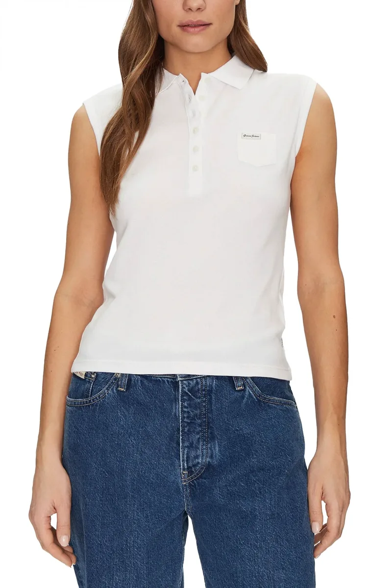 GUESS JEANS ΑΜΑΝΙΚΟ POLO LOGO ΛΕΥΚΟ