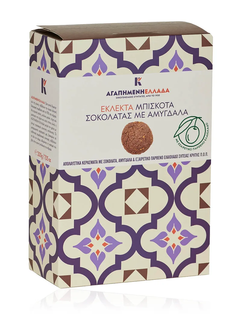 Εκλεκτά μπισκότα σοκολάτας με αμύγδαλα "Αγαπημένη Ελλάδα" 200g>