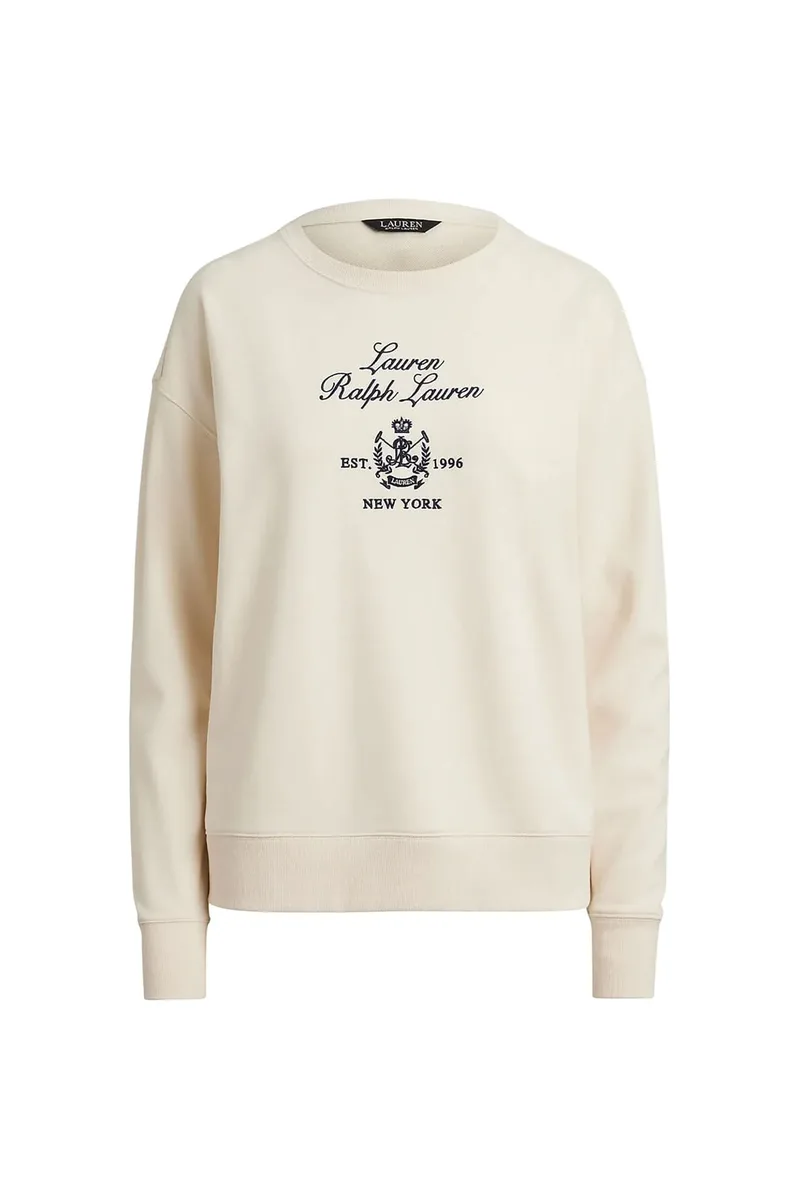 Lauren Ralph Lauren γυναικεία μπλούζα φούτερ με λογότυπο και lettering Relaxed Fit - 200P03726002 Εκρού